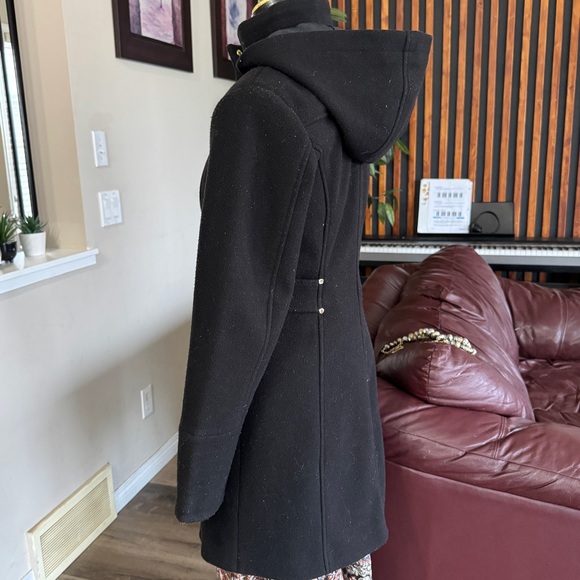 DETAILS INT Black Lined Trench Coat Gold Toned Buttons and Zipper Size XSmall - Picture 5 of 16